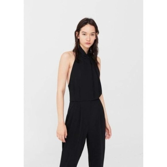 Mango Synthetic Halter Neck Jumpsuit in Black NWOT size Small - Picture 5 of 9